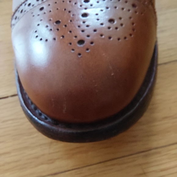 EUC Mens Allen Edmonds Leather Shoes Sanford British Tan Lace Up Size 13 E - Picture 9 of 13